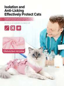 1 Peça Terno de Recuperação Ajustável e Respirável Anti-Lambedura para Gatos, Adequado para Castração, Desmame, Todas as Estações, 3 Opções de Cor - Multicolorido - Visão 4