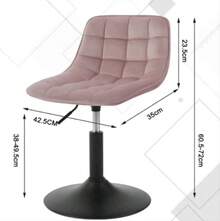 Un sgabello da toeletta bianco con schienale, altezza regolabile, poggiapiedi e base in metallo, realizzato in tessuto di ciniglia. - nero - Visualizzare 3