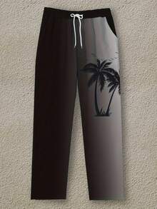 Men's Black Seagull Print Drawstring Hawaiian Vacation Casual Sweatpants - Multicolor - View 2