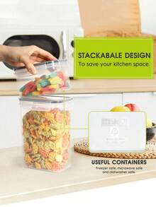24/16/8/4pcs Airtight Food Storage Containers (With Lids) Transparent Plastic Kitchen Storage Boxes, Stackable Dry Food Storage Jars With Labels And Markers, Leak-Proof Grain And Cereal Storage Containers, Reusable Kitchen Essentials - Multicolor - View 6