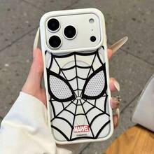 Miniso Marvel Spider-Man Creative Personalized Spider Web MagSafe Magnetic Charging Case Compatible With Apple 17 Pro Max/IPhone 17/16 Pro/15/14/13/17 Air/12/16 Pro/15 Plus. Suitable For Students And As A Drop-Proof Protective Case. Compatible With Apple. - White - View 1