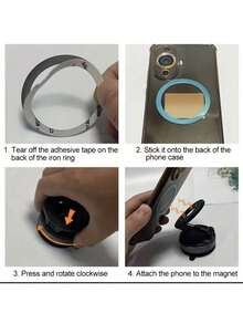 Dudukan Ponsel Mobil dengan Perekat Vakum Mekanik yang Dapat Berputar 360°, Dudukan Ponsel Magnetik, Cocok untuk iPhone, Ponsel Android, Navigasi, Hadiah Ulang Tahun, Keluarga & Teman, Aksesori Mobil - Berbagai warna - View 8