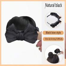 Kẹp tóc hình nơ, dụng cụ tạo búi tóc giả, dây buộc tóc thủ công để tạo kiểu tóc búi cao. - Nâu đen - Xem 2
