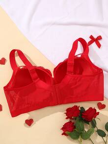 mimilemon Plus Size Comfortable Lace Underwire Bra - Wide Straps, Lift & Enhance, Side Support, Full Coverage, All-Day Comfort, Conceals Side Boob - Red - View 5