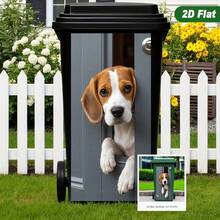 1pc Trash Can Sticker [14.57 X 32.28 Inches] Peeking Dog Design, Wall Decal Adhesive Wallpaper For Kitchen Trash Can Decor, Applicable To Trash Can, Wall, Home Decor - Style 1 - View 1