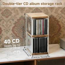 Wood CD DVD Storage Rack 8.2x5.9x12.4 Inches Desk Organizer Holds 30 CD Cases 55 DVDs 130 Discs CD & DVD Storage Solution - 1 Acrylic CD Rack - View 5
