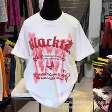 Camiseta para mujer de estilo retro americano, holgada y estilizada, ideal para verano y combinaciones de colores vibrantes - Blanco - Ver 8
