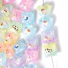 10pcs Happy Dog Print Acrylic Beads, Transparent Gradient Beautiful Birthday Decor Beads, Freely DIY Creative Bracelets, Necklaces, Bag Charms And Other Craft Projects - Multicolor - View 1