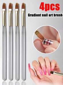 Bộ 4 cọ vẽ móng gradient, lông cọ rộng và mềm mại, chất liệu mịn và bền, dễ sử dụng, dụng cụ tự làm bút gel móng, thiết kế tay cầm thời trang, tay cầm bằng kim loại, bề mặt nhẵn mịn, tay cầm gradient, cấu trúc bền chắc, phù hợp cho người yêu thích trang điểm (4 chiếc/1 bộ) - Nhiều màu - Xem 1