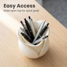 1 Peça Porta-Caneta Tulipa Branca, Organizador de Mesa Impresso em 3D em PET, Copo de Armazenamento de Papelaria Estético para Escritório e Casa - A - Visão 5