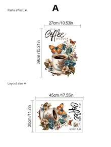 4pcs Coffee Theme Wall Decal Set, Waterproof Self-Adhesive Removable PVC Wall Stickers, Kitchen Coffee Shop Style Background Decor Stickers, Suitable For Kitchen, Dining Room, Cafe, Coffee Corner, Office, Next To Coffee Machine, Bar, Coffee Area. - Wall Stickers - View 12