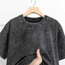 Camiseta de algodón lavado con esqueleto en agua - Negro - Ver 3