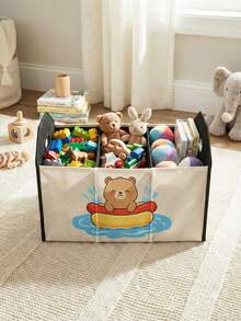 1pc Compartment Storage Box, Laundry Basket, Large Capacity Foldable With Capybara Pattern Print, Multipurpose Storage Box For Nursery, Bedroom, Baby Clothes, Under Bed, Baby Toys - Multicolor - View 12