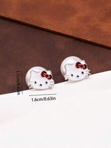 SANRIO 1 Pair Cartoon Hello Kitty Earrings, Delicate Alloy KT Earrings With Girl-Friendly Design - Multicolor - View 4