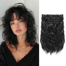 Extensiones de cabello rizado corto de 12 pulgadas, set de 4 piezas, adecuadas para uso diario para añadir volumen - Multicolor - Ver 17