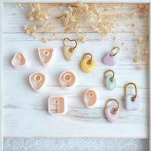 6pcs Geometric Shaped Soft Clay Jewelry Making Molds, Minimalist Design Suitable For Handmade Jewelry, Brooches And Pendants - High Precision Cutting Tools To Create Unique Accessories, Clay Earring Making Molds For Earring Craft Production - Apricot - View 6