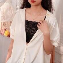 3pcs Black & White Lace Bralette, Strapless Detachable Collar, UV Protection, 3-Way Adjustable, Seamless Bra With Detachable Strap - Multicolor - View 3