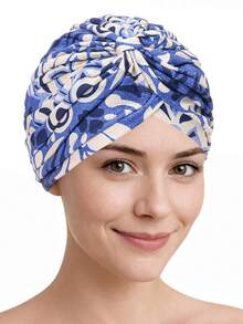 1 chiếc băng đô turban thắt nút xoắn in họa tiết thời trang mới, mũ len xếp ly mềm mại, co giãn, sành điệu dành cho nữ. - in ấn - Xem 7