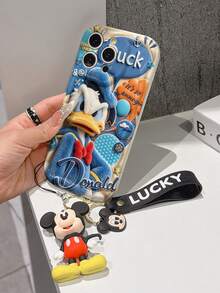 Disney Mickey Mouse Clubhouse Phone Case : 3D Fluffy Pattern Border Protector Phone Soft Phone Case With A Free Cute Mickey Bracelet Chain Lanyard, Mickey, Minnie, Goofy, Donald Duck, Daisy Duck, Pluto, For Apple 17 Promax 17 Pro 16 15 14 13 12 11 Pro Max XS Max X XR Soft Cover Summer Phone Case - trắng - Xem 4