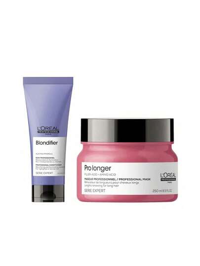 L'Oréal Professionnel [Bundle] Serie Expert Blondifier Gloss Conditioner 200 Ml + Pro Longer Lengths Renewing Hair Mask 250 Ml