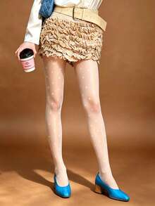 1 Pair Large Polka Dot White Shaping Pantyhose Sexy Fashionable Cute For Date Night Party Spring Fall - Multicolor - View 10