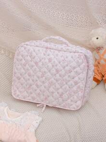 Large Capacity Travel Luggage Bag Multifunctional Storage Bag Pink Floral Print Luggage Organizer Bag Foldable Clothing Storage Bag,Wash Bag - Multicolor - View 8