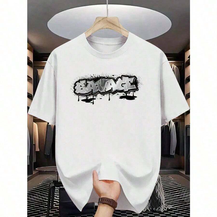 Summer Fashion Pattern Short Sleeve T-Shirt - 白色 - 查看 1