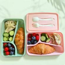 4pcs/Set Korean Style Student Compartment Plastic Lunch Box, Portable Outdoor Picnic Thermal Heating Microwave - Multicolor - View 5