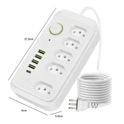 Extensão Tomadas com USB e TypeC Universal Bivolt 110v-250v 2500W Power 2m Filtro De Linha Segurança