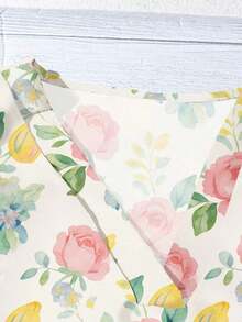 Blusa casual con cuello en V, estampado floral y volante en el bajo, adecuada para el verano - Multicolor 8 - Ver 4