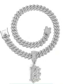 1 Pcs Funky Letter Pendant Necklace Set, Link Chain Hip Hop Jewelry, Perfect Gift For Women And Boys Women Girls Light Luxury High-End Dainty Delicate Pendant Necklace & Light Luxury Choker, Niche Design & Minimalist High-End Style, Sweet Girlish & Gentle Temperament, Shiny Eye-Catching & Texture-Rich, Slim & Versatile & Slimming, Delicate & Exquisite & Thin, Suitable For Daily Commute, Dating Outfits, Dinner Party, Workplace Business, Girlfriends Gathering, Wedding Bridesmaid, Vacation Photography, Street Shooting Styling, Holiday Gift Giving, Light Luxury Street Outings, Annual Party Gala, Casual Daily Wear, Engagement & Spring Summer Outfits, Skin Friendly & Soft Breathable - Bạc - Xem 22