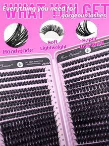 544pcs (80D+100D) D-Curl Fluffy False Eyelashes, 8mm-16mm, Large Capacity, Suitable For Creating Thick, Fluffy, Natural Eye Makeup, DIY Home Makeup, Large Capacity Single Piece False Eyelash Book, Suitable For Beginners And Makeup Artists, Soft And Durable, Can Be Used For DIY Fox Eye/Cat Eye Makeup, Segmented False Eyelashes, Portable Travel, Suitable For Stage, Wedding, Outdoor, Daily Work, Music Party And Other Occasions - 粉色 - 查看 3