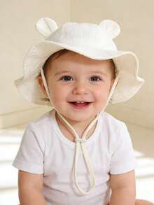 1pc Baby Bear Ear Mesh Bucket Hat, Breathable Adjustable Sun Hat For Infants/Toddlers (Spring/Summer) - 1PC - View 3