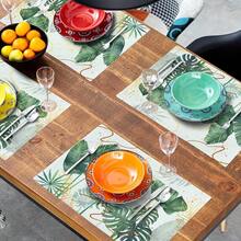 18*11.81 Inch (45*30cm) Tropical Monstera Leaf Print Rectangular Placemats, Available In 1/2/4/6/8/30 Sets, Made Of 100% Polyester With Non-Slip And Heat-Resistant Properties, Machine Washable, Hand Washable And Dry Cleanable, Ideal For Daily Dining And Home Decor, Perfect For Tropical And Boho Style Enthusiasts - Multicolor - View 7