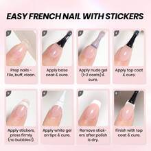 Beetles 2Pcs 15ml White Nude Pink French Tip Gel Polish Set, Soak Off UV LED Gel Nail Polish With 2 Styles - 2Pcs 15ml Nude Pink & White Set - 查看 6