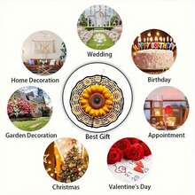 1pc Sunflower Blooming Warm Light Metal Double-Sided 360° Rotating Wind Chime, 10in*10in With Swivel Hook, Outdoor Yard Decor (Pendant Not Included), Random Style - Multicolor - View 11