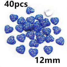 40pcs 10mm 12mm Flat Back Heart Resin Cabochons Multi Colors Druzy Natural Stone Convex DIY Jewelry Making Accessories - Heart - View 13