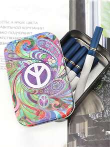 1pc Vintage Style Creative Printed Pattern Cigarette Case, Portable Carry-On Cigarette Box, Suitable For Commuting, Shopping, Vacation - Multicolor - View 1