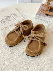 Kids Woven Strap Casual Shoes, Non-Slip Soft Bottom Flat Shoes - Khaki - View 5