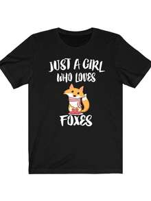 Just A Gir1l1l Who Loves Foxes S1Hirt, Fox Lover S1Hirt, Fox Lover Gift, Fox S1Hirt, Fox T1EE, Animal Adult T1S1Hirt. - Negro - Ver 2