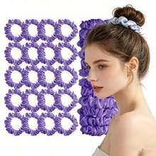 20 unidades de elásticos de cabelo em cetim de seda roxo, ideais para o verão, praia e férias. - Roxa - Ver 4