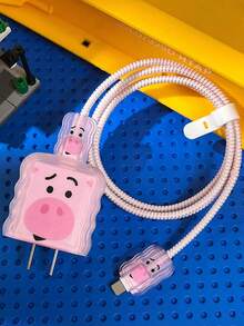 Bộ 5 món ốp bảo vệ cáp dữ liệu hình heo hồng dễ thương, ốp bảo vệ sạc 20W, tương thích với cáp sạc Apple 15, vỏ mềm TPU. - Nhiều màu - Xem 4