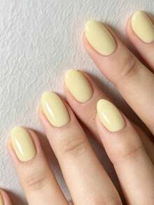 Elevate Your Style With 24pcs Medium Oval Shape Press On False Nails Simple Fresh And Cute Solid Creamy Yellow Press On Nails For Daily Spring Summer Yellow Nails Full Coverage Fake Nail Tips For Women And Girls Includes 1sheet Adhesive Tabs & 1pc Mini File Strip Jelly Gel Random Shipment - Yellow - View 1