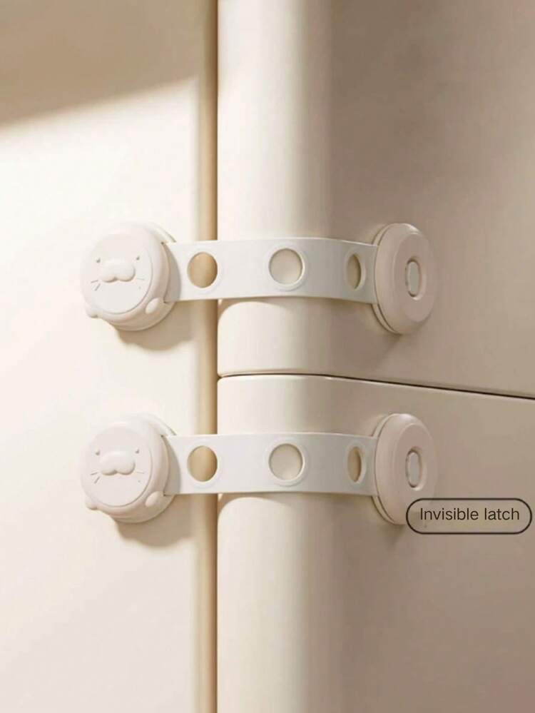 4pcs/Set No-Drill Drawer Safety Locks, Prevent Cabinet Opening Locks, Anti-Pinch Safety Locks, Suitable For Cabinet Doors, Drawers, Refrigerators, Wardrobes - A - View 4
