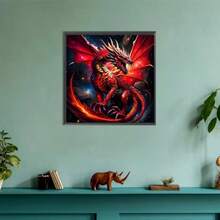 Bộ tranh đính kim cương DIY cỡ lớn 50cm x 50cm - Rồng đỏ rực rỡ với đôi cánh màu cam rực lửa, kim cương tròn pha lê, không khung, tranh thêu chữ thập, quà tặng nghệ thuật khảm, bộ dụng cụ thủ công giả tưởng | Thiết kế sống động | Nghệ thuật kim cương pha lê, Bộ tranh đính kim cương mới - Xem 4