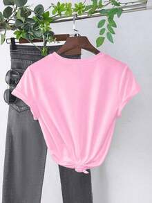 Camiseta suelta de cuello redondo para mujer de talla grande con gráfico retro de cangrejo de río, diseño de verano con estética vintage de cangrejo de río, camiseta casual - Rosa Pálido - Ver 2