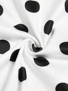 Nuevo vestido de verano con cuello cuadrado, cordón y lunares, con falda acampanada y cintura ceñida, vestido corto elegante para mujeres - Blanco y Negro - Ver 7