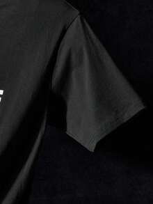NEON BLANC Short-Sleeved Crew Neck T-Shirt With Letter Print, Casual And Versatile For Everyday Use - Black - View 4