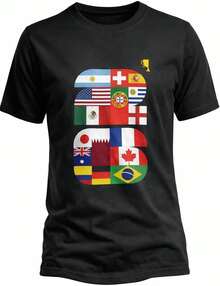 Camisetas unisex de manga corta, camisetas de fútbol – mercancía de la Copa Mundial 2026, ropa unisex para aficionados, camisetas ligeras, adecuadas para días de juego, fiestas de aficionados y para viajes. - Negro - Ver 1
