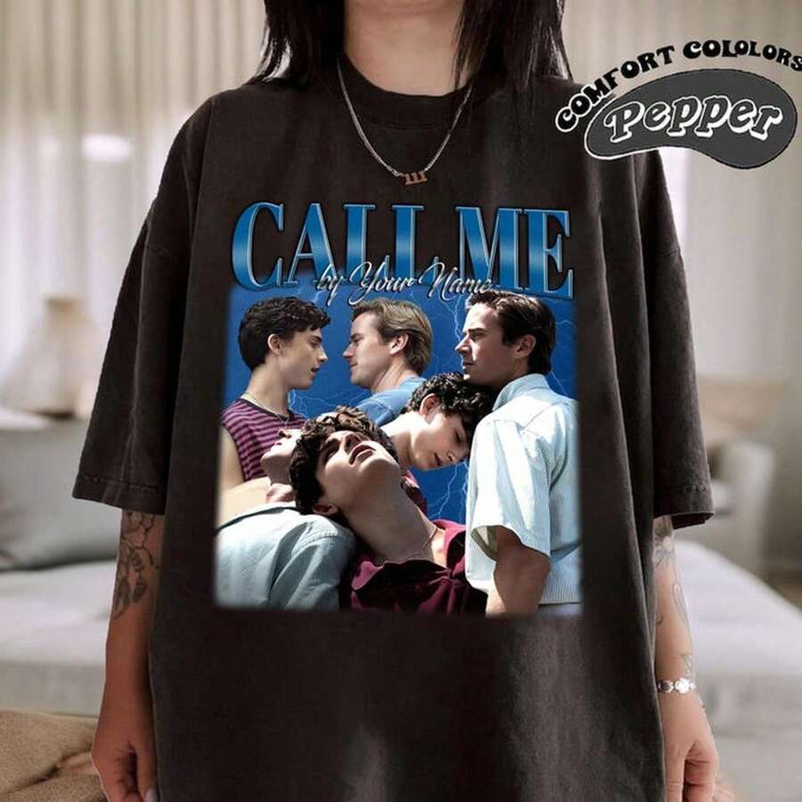 C1All Me By Your Name S1Hirt, S1Hirt, Elio And Olr R S1Hirt, C1All Me By Your Name Fan Gift, Vintage S1Hirt, B1Ootleg S1HirtShirt For Women 100% Cotton Unisex T-Shirt - Comfortable Premium Casual T-Shirt - 黑色 - 查看 1